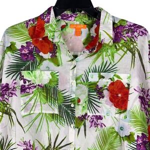 Joe Fresh Shirt M Women Hawaiian Button Down Cover-Up Oversized Basic Casual Top
